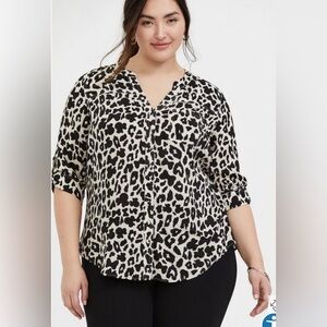 Disney Minnie Mouse & Leopard Challis Button Front Blouse